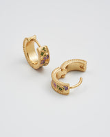 Folksy Floral Gold Huggie Earrings
