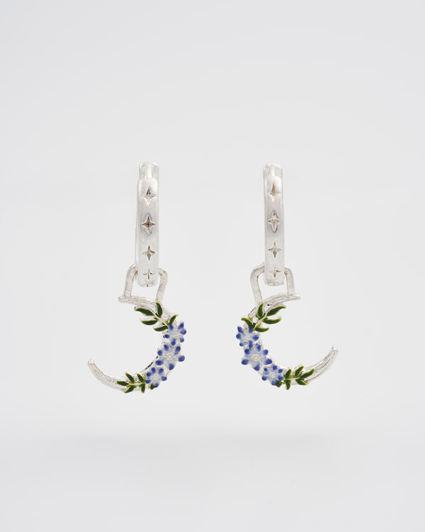 Nightshade Moon Silver Huggie Earrings