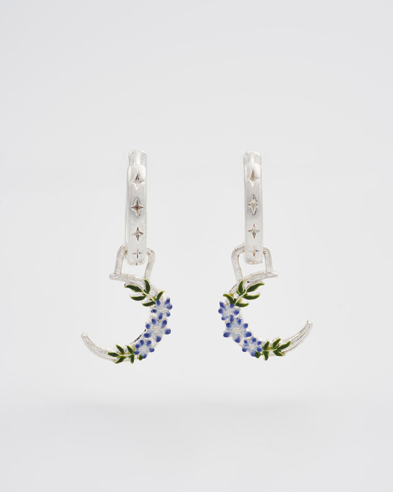 Nightshade Moon Silver Huggie Earrings