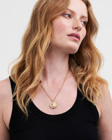 Nightshade Moon Round Gold Locket Chain Necklace