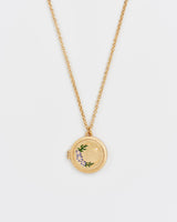 Nightshade Moon Round Gold Locket Chain Necklace