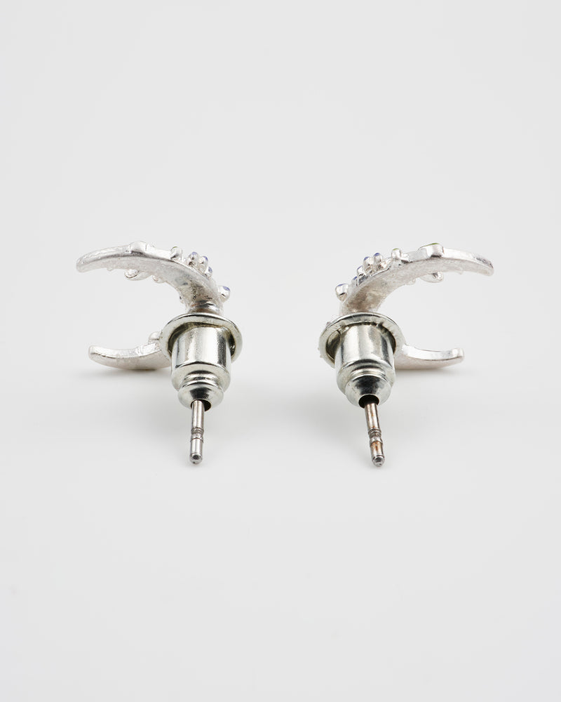Nightshade Moon Silver Stud Earrings