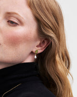 Oak Leaf Pearl Drop Gold Earrings