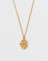 Robin & Blackberry Gold Oval Locket Chain Necklace