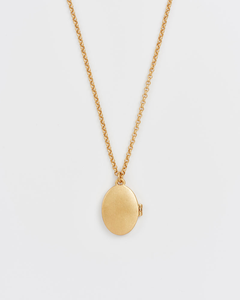 Robin & Blackberry Gold Oval Locket Chain Necklace