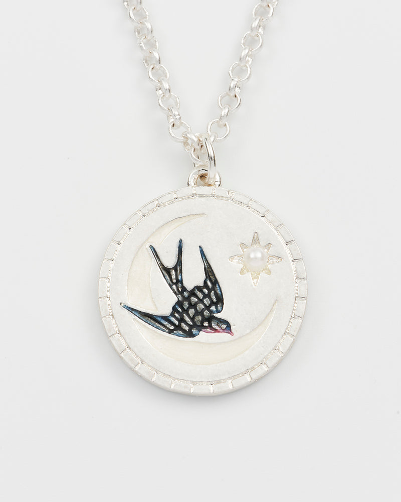 Swallow Spirit Guide Silver Chain Necklace