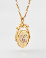 C Initial Cornflower Gold Spinner Chain Necklace