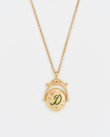 D Initial Daisy Gold Spinner Chain Necklace