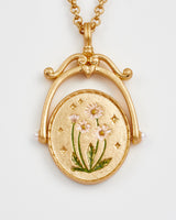 D Initial Daisy Gold Spinner Chain Necklace