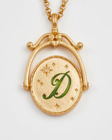 D Initial Daisy Gold Spinner Chain Necklace