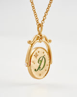 D Initial Daisy Gold Spinner Chain Necklace