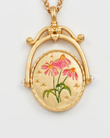 E Initial Echinacea Gold Spinner Chain Necklace