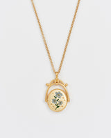 F Initial Forget-Me-Not Gold Spinner Chain Necklace