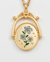 F Initial Forget-Me-Not Gold Spinner Chain Necklace