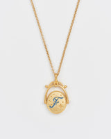 F Initial Forget-Me-Not Gold Spinner Chain Necklace