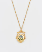 H Initial Hydrangea Gold Spinner Chain Necklace
