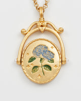 H Initial Hydrangea Gold Spinner Chain Necklace