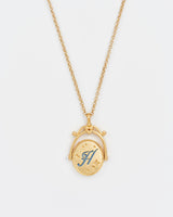 H Initial Hydrangea Gold Spinner Chain Necklace