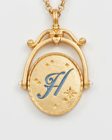 H Initial Hydrangea Gold Spinner Chain Necklace