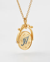 H Initial Hydrangea Gold Spinner Chain Necklace