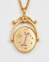 I Initial Iris Gold Spinner Chain Necklace