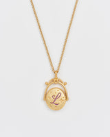 L Initial Lavender Gold Spinner Chain Necklace