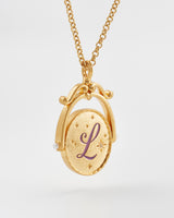 L Initial Lavender Gold Spinner Chain Necklace