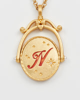 N Initial Nasturtium Gold Spinner Chain Necklace