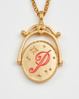 P Initial Peony Gold Spinner Chain Necklace