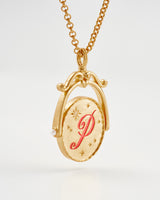 P Initial Peony Gold Spinner Chain Necklace