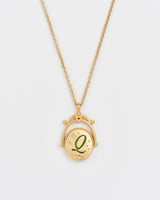 Q Initial Queen Annes Lace Gold Spinner Chain Necklace
