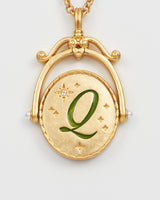 Q Initial Queen Annes Lace Gold Spinner Chain Necklace