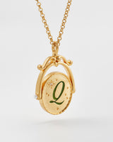 Q Initial Queen Annes Lace Gold Spinner Chain Necklace