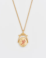R Initial Rose Gold Spinner Chain Necklace