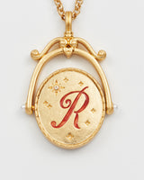 R Initial Rose Gold Spinner Chain Necklace