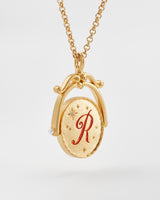 R Initial Rose Gold Spinner Chain Necklace