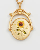 S Initial Sunflower Gold Spinner Chain Necklace