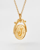 S Initial Sunflower Gold Spinner Chain Necklace