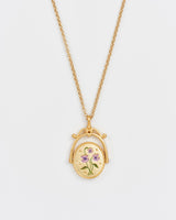 V Initial Violet Gold Spinner Chain Necklace
