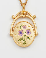 V Initial Violet Gold Spinner Chain Necklace
