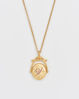 V Initial Violet Gold Spinner Chain Necklace