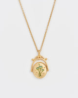 W Initial Water Lily Gold Spinner Chain Necklace