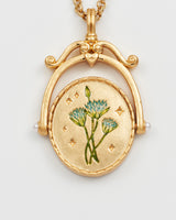 W Initial Water Lily Gold Spinner Chain Necklace