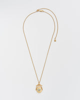 W Initial Water Lily Gold Spinner Chain Necklace