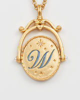 W Initial Water Lily Gold Spinner Chain Necklace
