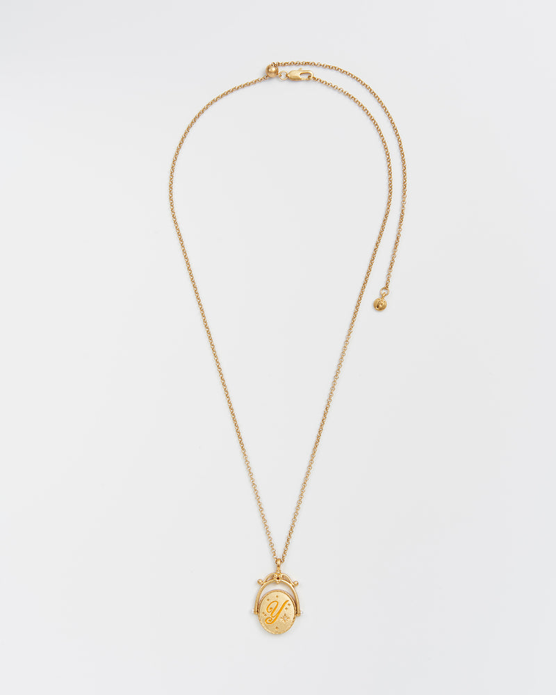 Y Initial Yarrow Gold Spinner Chain Necklace