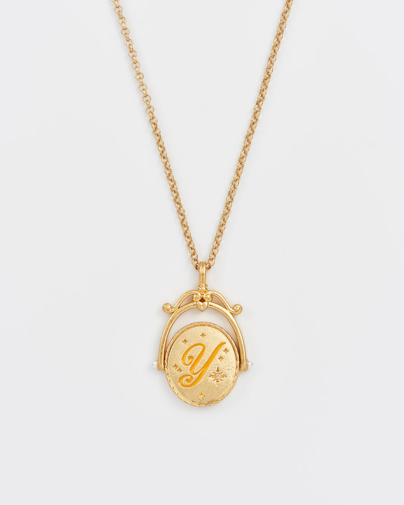 Y Initial Yarrow Gold Spinner Chain Necklace