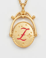 Z Initial Zigzag Clover Gold Spinner Chain Necklace