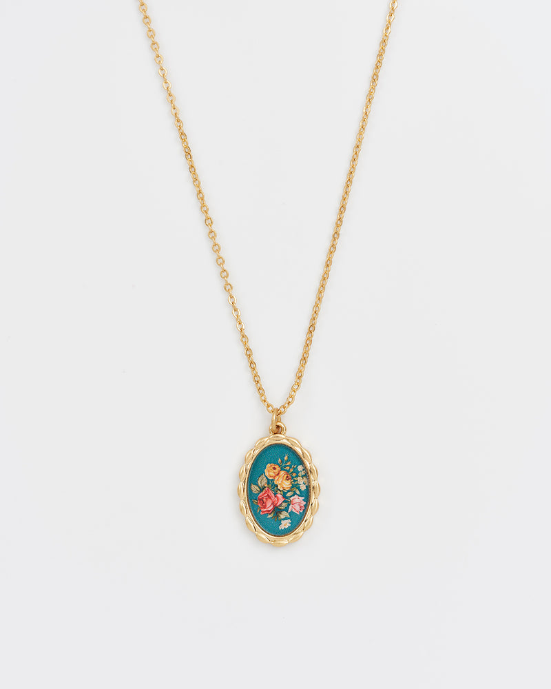 Vintage Roses Gold Framed Chain Necklace