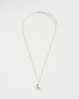 Nightshade Moon Round Silver Locket Chain Necklace